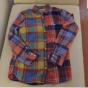Fun J Crew Mismatched Plaid Shirt size 2